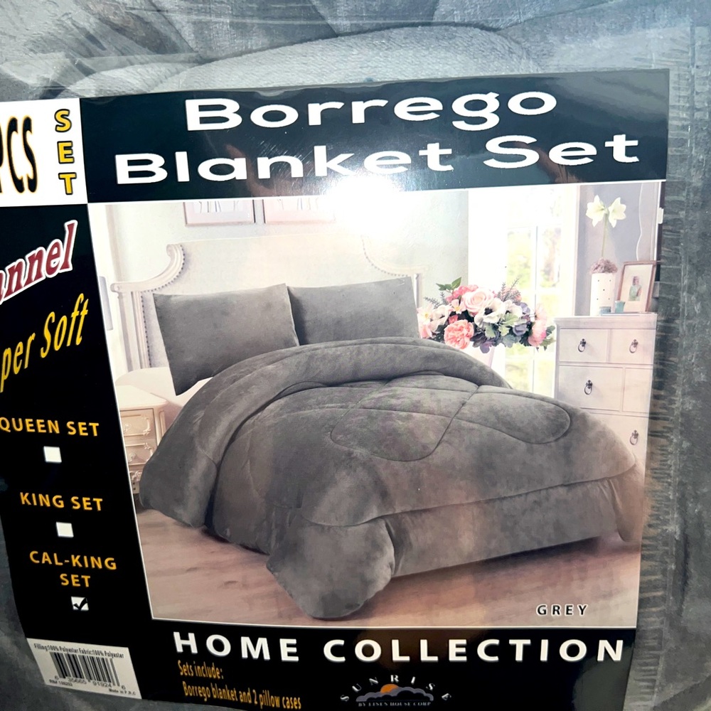 3pc Home Collection Sunrise SHERPA FLANNEL REVERSIBLE Comforter Set, CALI KING
